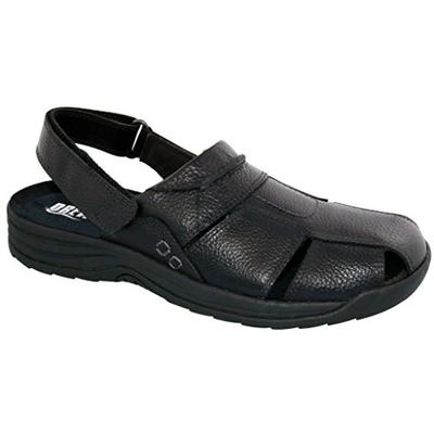 Drew Shoe Barcelona - Men's Therapeutic Diabetic Extra Depth Sandal: Black/Pebbled 11 Wide (2E) Velc
