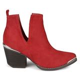 Brinley Co. Womens Faux Suede Stacked Wood Heel Metal Detail Side Slit Booties Red, 6.5 Regular US screenshot. Shoes directory of Clothing & Accessories.