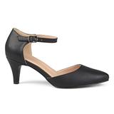 Brinley Co. Womens Faux Leather Comfort Sole D'Orsay Ankle Strap Almond Toe Heels Black, 10 Regular screenshot. Shoes directory of Clothing & Accessories.