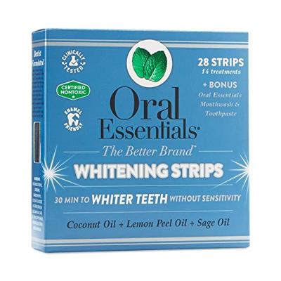 Oral Essentials Whitening Strips 14 Treatments No Sensitivity or Peroxide/Clinically Tested/NonToxic