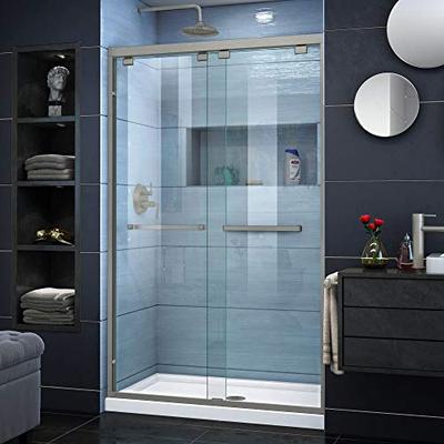 DreamLine Encore 44-48 in. W x 76 in. H Frameless Semi-Frameless Bypass Shower Door in Brushed Nicke