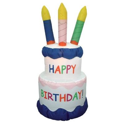 6 Foot Inflatable Happy Birthday Cake with Candles Yard Decoration