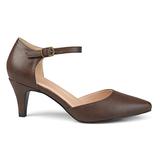 Brinley Co. Womens Faux Leather Comfort Sole D'Orsay Ankle Strap Almond Toe Heels Brown, 7 Regular U screenshot. Shoes directory of Clothing & Accessories.