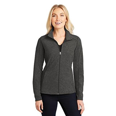 Port Authority Ladies Heather Microfleece Full-Zip Jacket, Black Charcoal Heather, X-Large