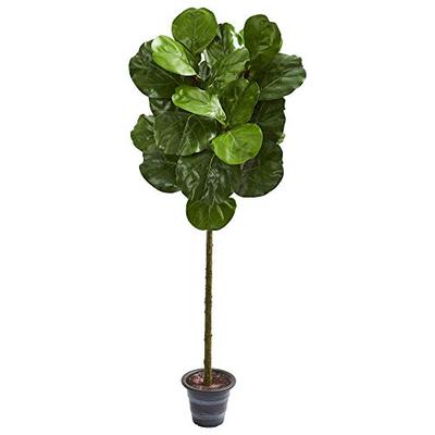 Nearly Natural 9136 4-Ft. Fiddle Leaf Artificial Decorative Planter Silk Trees Green