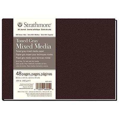 Strathmore (469-405 400 Series Hardbound Toned Gray Mixed Media Art Journal, 8.5"x5.5", 24 Sheets