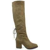 Brinley Co. Womens Knee-High Heeled Boot Olive, 7 Regular US screenshot. Shoes directory of Clothing & Accessories.