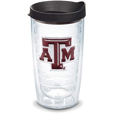 Tervis 1056035 Texas A&M Aggies Logo Tumbler with Emblem and Black Lid 16oz, Clear