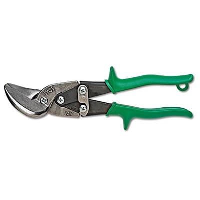 Wiss M7R 9 1/4" Metalmaster Offset Snips, Cuts Straight to Right, Green Grips