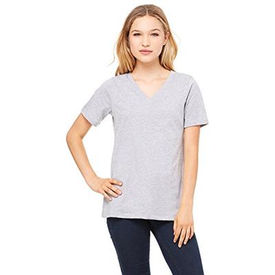 Bella girls Missy's Relaxed Jersey Short-Sleeve V-Neck T-Shirt(6405)-ATHLETIC HEATHER-L