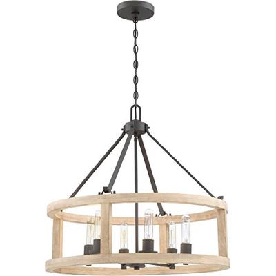 Craftmade 44096-CIDO Astoria Large Drum Foyer Pendant Light, 6-Light, 360 Watts, Cast Iron (26" W x