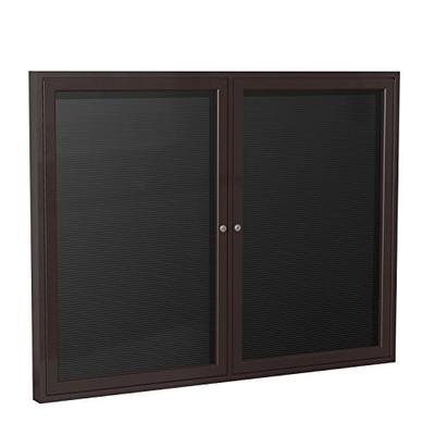 Ghent 3" x 4" 2-Door Bronze Aluminum Frame Enclosed Flannel Letter Board, Black