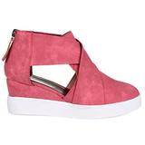 Brinley Co. Womens SEB Athleisure D'orsays Criss-Cross Sneaker Wedges Pink, 7.5 Regular US screenshot. Shoes directory of Clothing & Accessories.