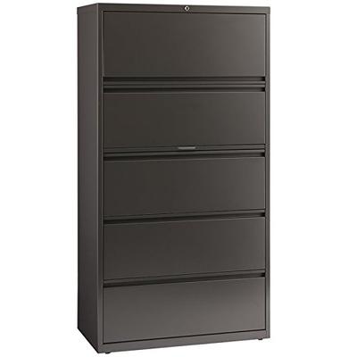 Hirsh HL8000 Series 36" 5 Drawer Lateral File Cabinet in Charcoal