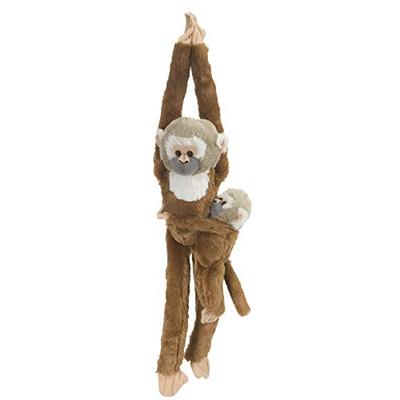 Wild Republic Squirrel Monkey w/baby Plush, Monkey Stuffed Animal, Plush Toy, Gifts for Kids, Hangin