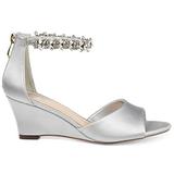 Brinley Co. Womens Jeweled Open-Toe Wedge Grey, 7.5 Regular US screenshot. Shoes directory of Clothing & Accessories.