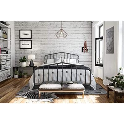 Novogratz Bushwick Metal Bed, Modern Design, Full Size - Grey