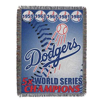 Officially Licensed MLB Los Angeles Dodgers Commemorative Woven Tapestry Throw Blanket, 48" x 60"