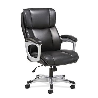 HON Sadie Executive Computer Chair- Fixed Arms for Office Desk, Black Leather (HVST315)