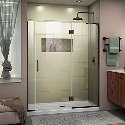 DreamLine Unidoor-X 59 1/2-60 in. W x 72 in. H Frameless Hinged Shower Door in Oil Rubbed Bronze, D3