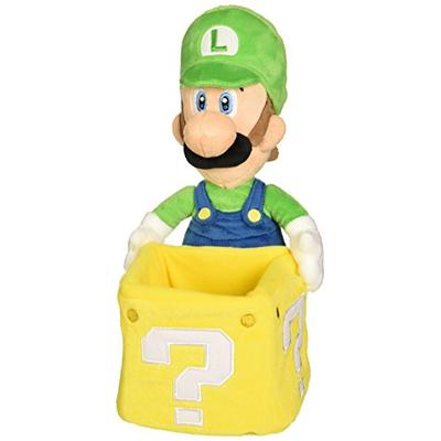 Little Buddy Super Mario Bros. Luigi Holding Coin Block Stuffed Plush, 10"
