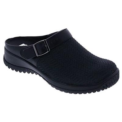 Drew Shoe Savannah 17100 Women's Casual Clog: Black/Wavy/Stretch 7.5 Medium (B) Buckle