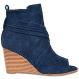 Brinley Co. Womens Wedge Bootie Blue, 7.5 Regular US screenshot. Shoes directory of Clothing & Accessories.
