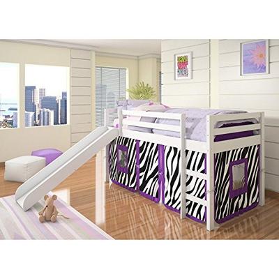 Donco Kids 750TW-750C-TC Loft Bed with Slide and Camo Tent Twin White