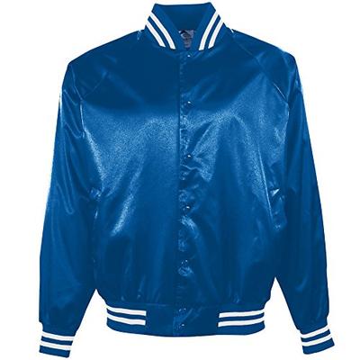 Augusta Sportswear Men's Satin Baseball Jacket/Striped Trim 2XL Royal/White