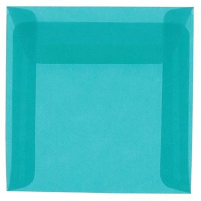 JAM PAPER 6 x 6 Square Translucent Vellum Invitation Envelopes - Aqua Blue - 25/Pack