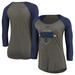Women's Under Armour Gray/Navy Cleveland Indians Performance Tri-Blend Raglan 3/4-Sleeve T-Shirt