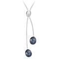 Tuscany Silver Women's Sterling Silver 6 mm Black Pearl Drop Y Shaped Necklace of Length 43 cm/17 Inch