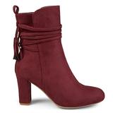 Brinley Co. Womens Faux Suede Wrap Strap Tasseled Booties Wine, 12 Regular US screenshot. Shoes directory of Clothing & Accessories.
