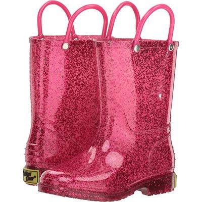 Western Chief Girls' Glitter Waterproof Rain Boot, Pink, 7 M US Toddler