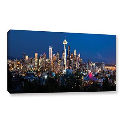 ArtWall Cody York 'Seattle Nighttime Pano' Gallery Wrapped Canvas, 16 by 48-Inch