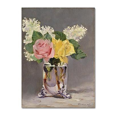 Lilacs and Roses by Edouard Manet, 14x19-Inch Canvas Wall Art