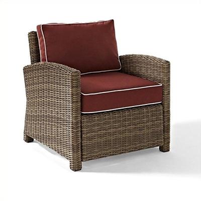 Crosley Furniture Bradenton Outdoor Wicker Arm Chair with Cushions - Sangria