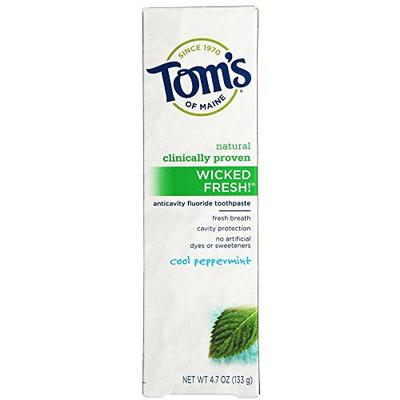 Tom's of Maine Natural Wicked Fresh Fluoride Toothpaste Cool Peppermint 4.70 oz (Pack of 6)
