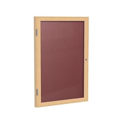 Ghent 36" x 30" 1 Door Enclosed Flannel Letter Board, Burgundy Letter Panel, Oak Finish (PW13630B-BG