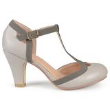 Brinley Co. Womens Cut Out Round Toe T-Strap Two-Tone Matte Mary Jane Pumps Grey, 7 Wide Width US screenshot. Shoes directory of Clothing & Accessories.