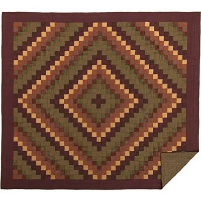 VHC Brands Primitive Bedding Settlement Cotton Pre-Washed Patchwork California King Quilt, Burgundy