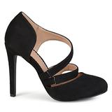 Brinley Co. Womens Round Toe Faux Suede Crossover Strap High Heels Black, 9 Regular US screenshot. Shoes directory of Clothing & Accessories.