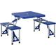 Table de camping pique-nique pliante portable en plastique avec 4 sieges bleu - Bleu