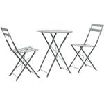 Vidaxl - Mobilier de bistro 3 pcs Acier Gris