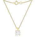 CARISSIMA Gold Women's 9 ct Yellow Gold 6 mm Round Cubic Zirconia Pendant on 9 ct Yellow Gold 0.7 mm Diamond Cut Curb Chain Necklace of Length 46 cm/18 Inch