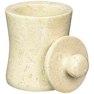 Creative Home Champagne Marble Stone Cotton Ball Holder-Fenway Collection