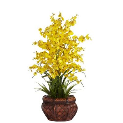 Nearly Natural 1207-YL Dancing Lady Silk Flower Arrangement, Yellow