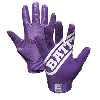 Battle 9323AM Double Threat Football Gloves, Purple/Purple, Medium