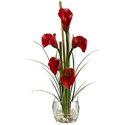 Nearly Natural Calla Lilly Liquid Illusion Arrangement in Vase