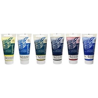 Speedball Water-Soluble Block Printing Ink Starter Set - 6 Bold Colors With Satiny Finish - 1.25 FL